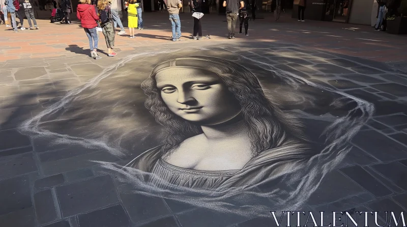 Mona Lisa Street Art Chalk Drawing AI Image