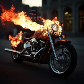 Motorcycle Ablaze: A Spectacle of Fire