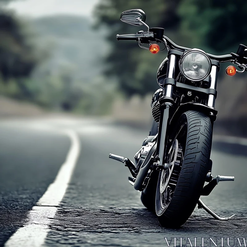 AI ART Classic Motorcycle on Open Road