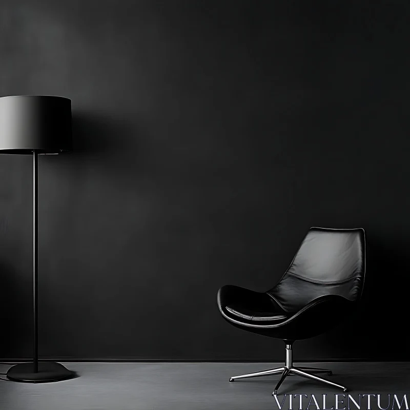 AI ART Minimalist Interior with Chair and Lamp