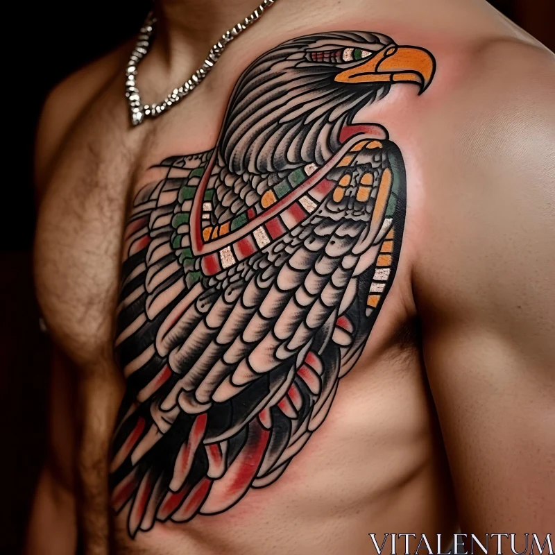 Intricate Eagle Tattoo Covering Chest AI Image