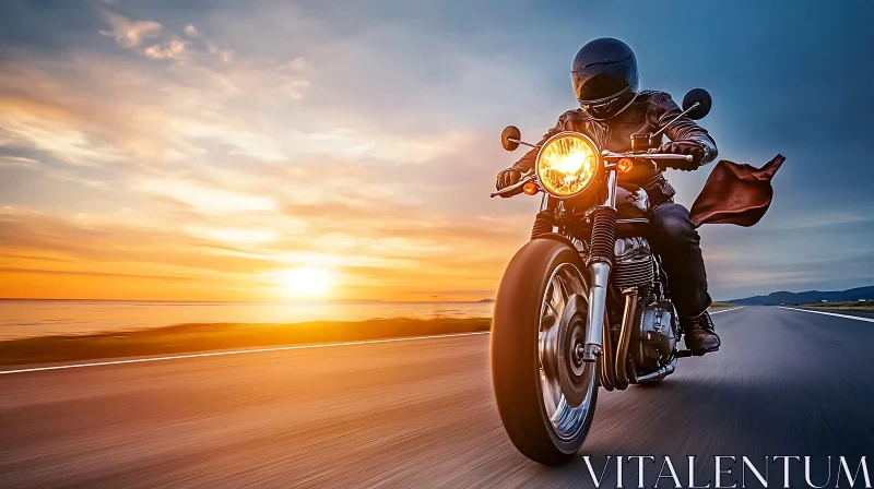 AI ART Sunset Motorcycle Adventure