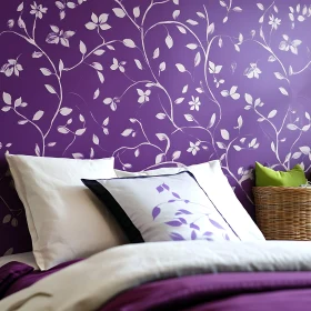 Purple Floral Bedroom with Pillows