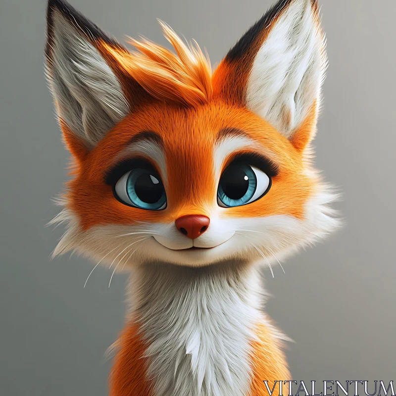 Smiling Fox Cartoon Character AI Image