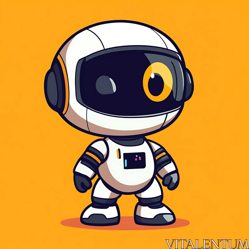 AI ART Cute Cartoon Robot on Orange Background