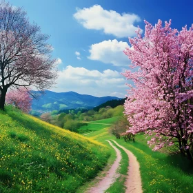 Idyllic Path Through Blooming Meadow