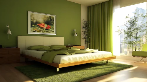 Modern Bedroom with Green Accents