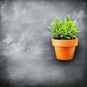 Green Leaves in Terracotta Pot