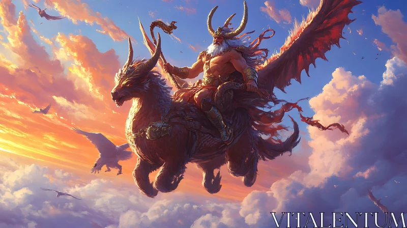 AI ART Fantasy Dragon Rider in the Sky