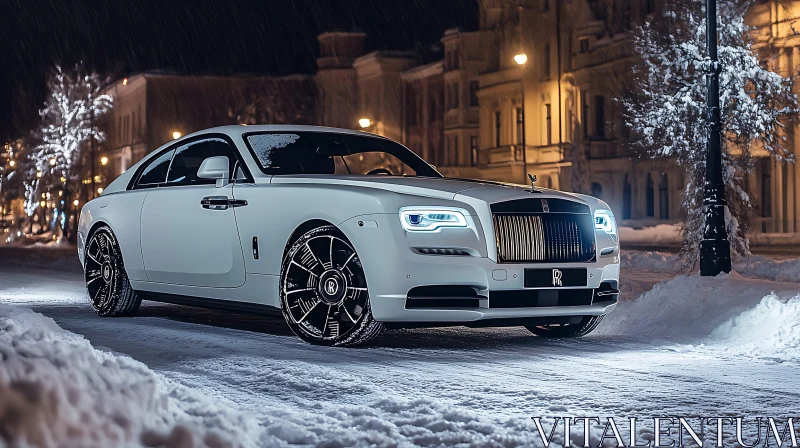 AI ART Luxury Car in Snowy Ambiance