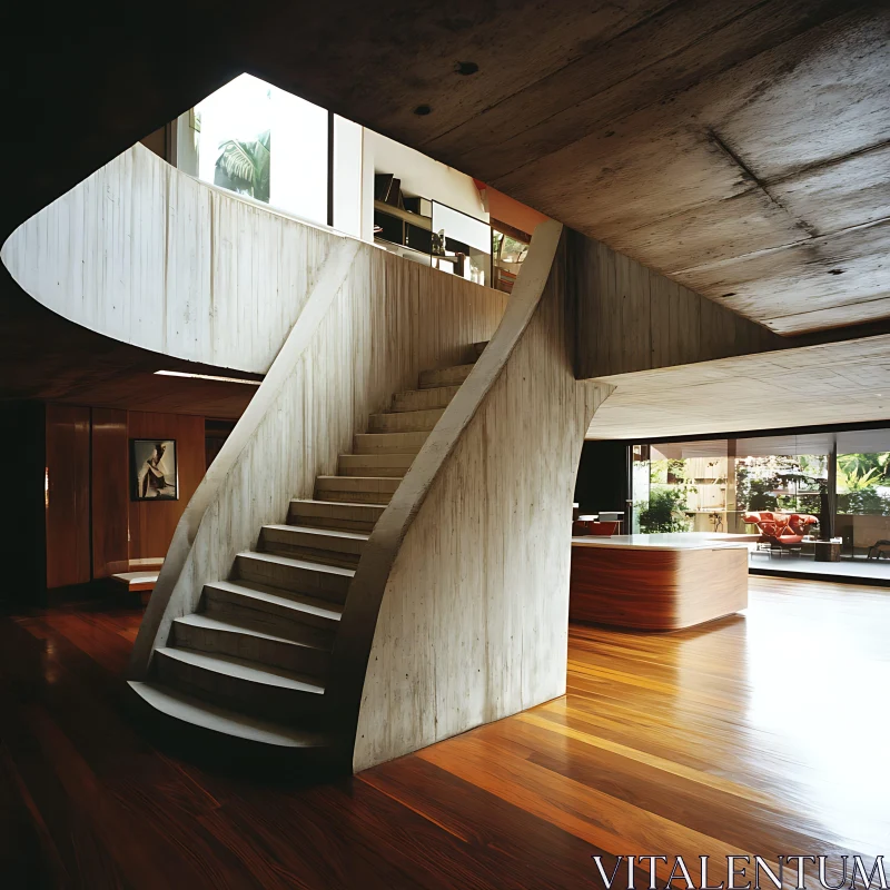 Interior with Concrete Staircase Design AI Image