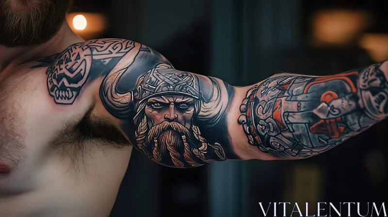 Nordic Warrior Arm Tattoo Design AI Image