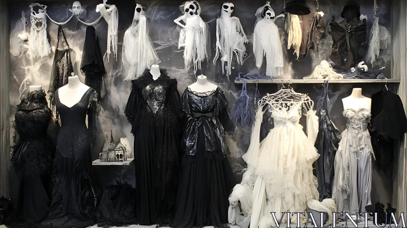 Mannequins Displaying Gothic Dresses AI Image