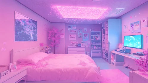 Dreamy Pink Bedroom with Soft Lighting