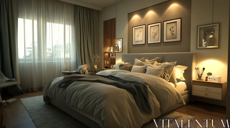 AI ART Cozy Bedroom with Natural Light and Neutral Tones