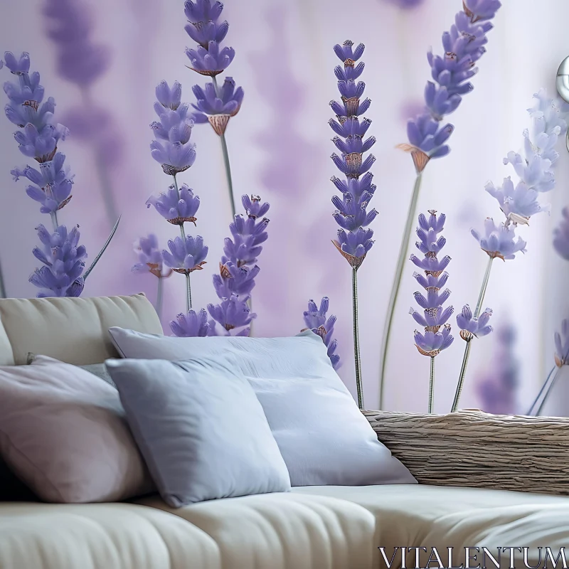 AI ART Floral Interior with Lavender Accent