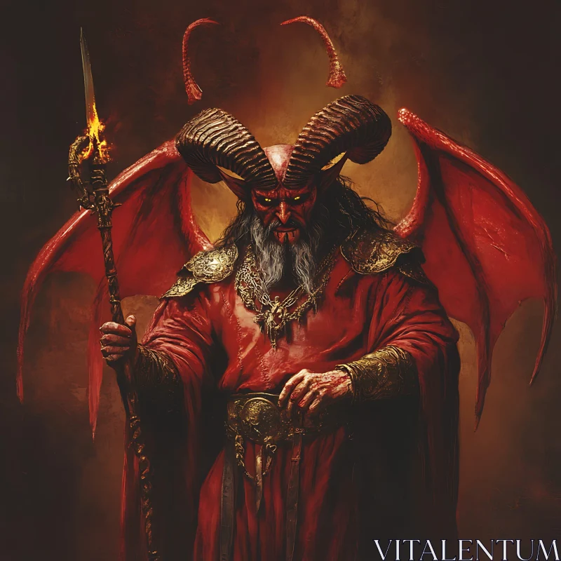 AI ART Powerful Demon with Horns and Wings