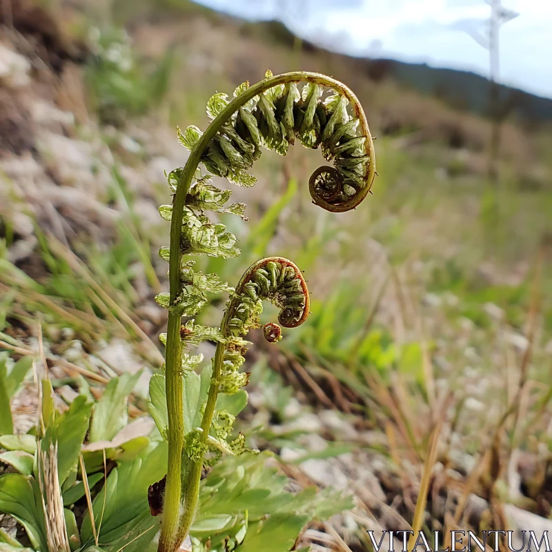 AI ART Fern Fronds Uncoiling in Nature