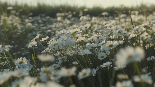 White Daisies in Summer Meadow