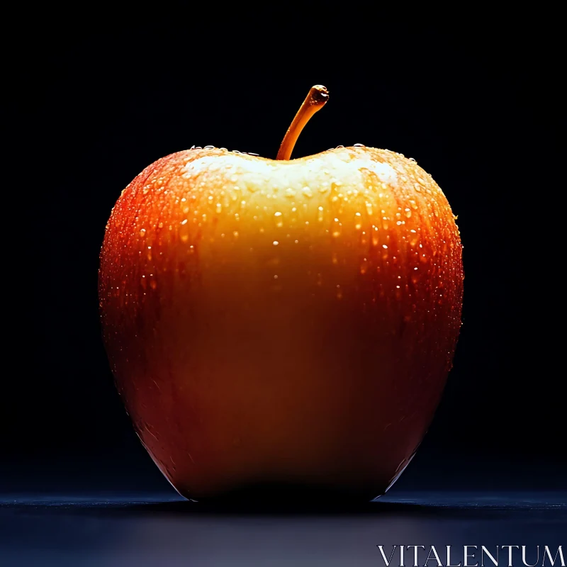 Juicy Apple with Water Droplets AI Image