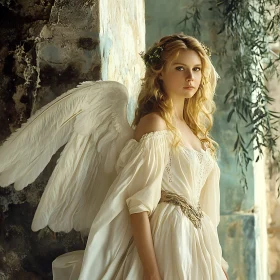 Serene Angel in White Dress