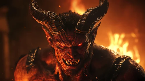 Fiery Demon with Horns