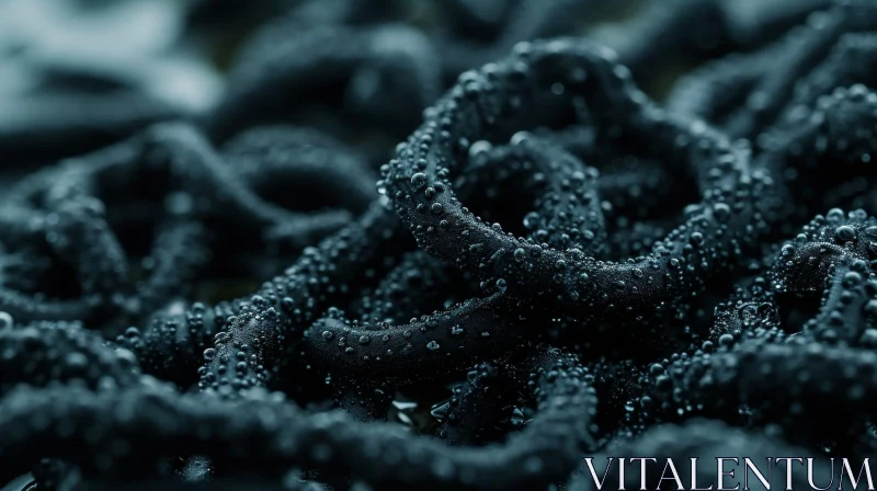 Black Wet Rubber Hose Closeup | Captivating Water Drops | Abstract Art AI Image
