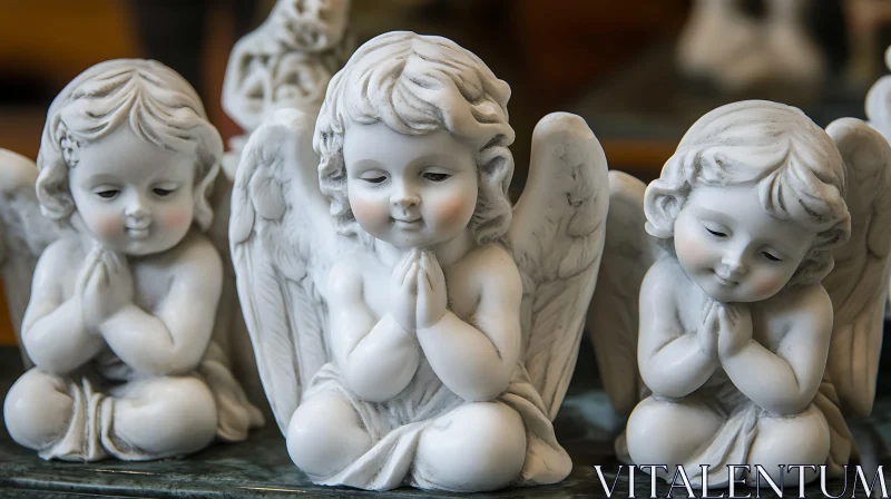 AI ART Marble Cherubs in Quiet Contemplation