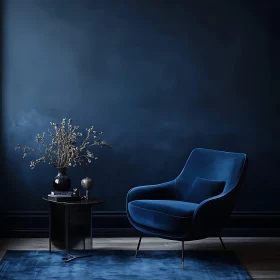 Modern Blue Interior with Armchair