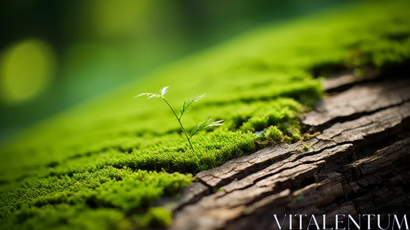 Inspirational Forest Floor - Moss Shoot on Log AI Image