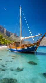 Mediterranean-Inspired Boat in Ocean | Traditional Craftsmanship