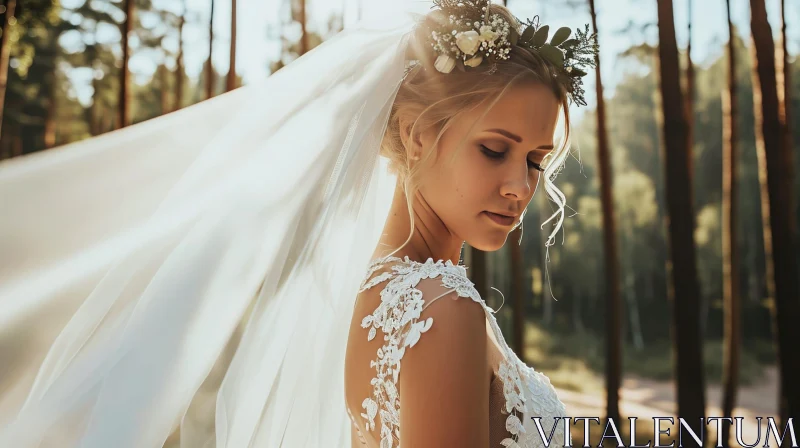 Radiant Bride in a Forest | Wedding Photography AI Image