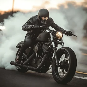 Dark Motorcycle Rider with Smoke