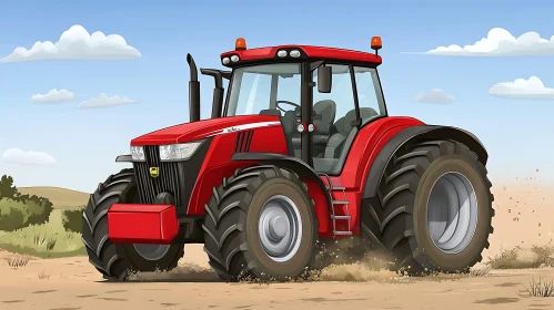 Agricultural Vehicle in Rural Landscape