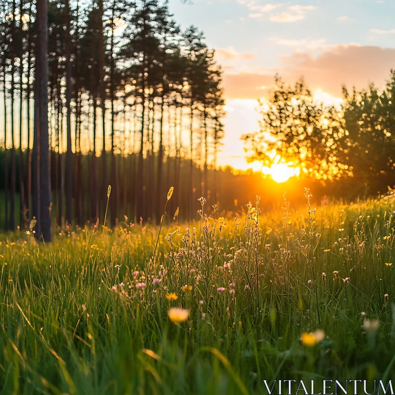 AI ART Sunset Meadow Serenity