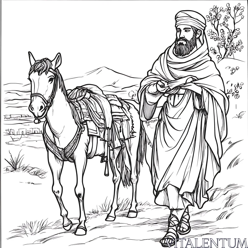 AI ART Historical Journey with Horse