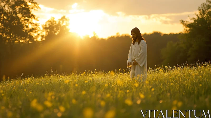 AI ART Sunlit Meadow Contemplation