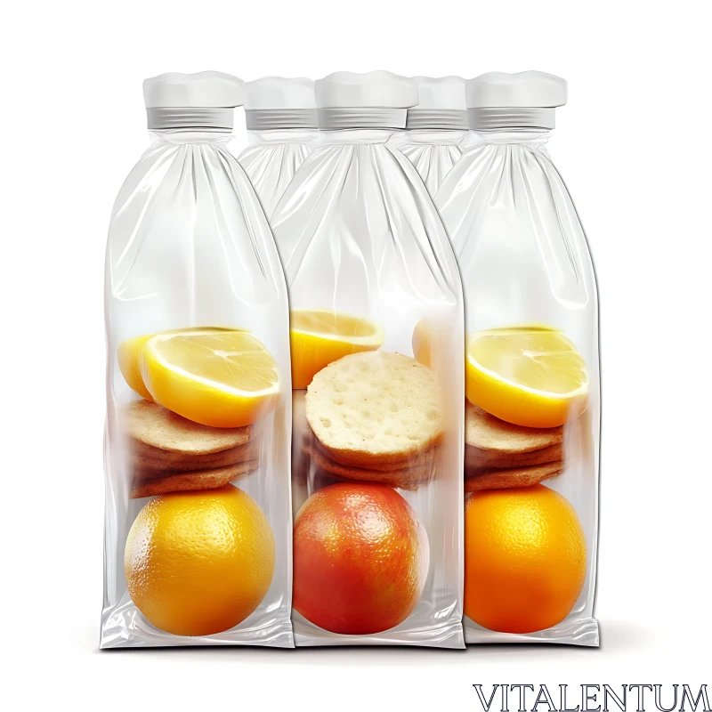 AI ART Lemons, Oranges, and Cookies in Transparent Packaging