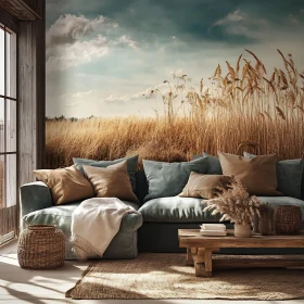 Cozy Interior with a Field Landscape