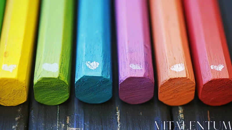 Colorful Pencils with Heart Marks AI Image