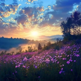 Floral Meadow at Sunrise