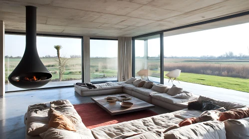 Contemporary Interior with Statement Fireplace