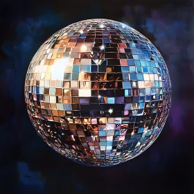 Mirrored Disco Ball Art - Nightlife Celebration