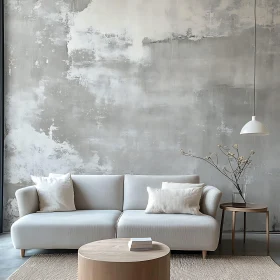 Neutral Toned Living Room with Textured Wall