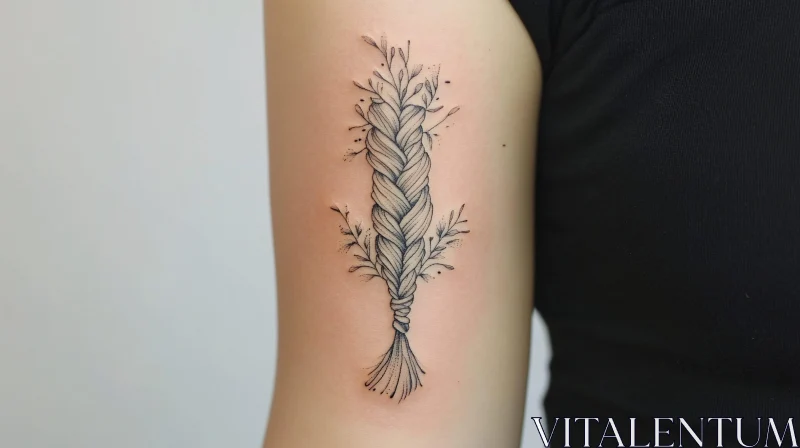 Braided Hair Tattoo with Floral Design AI Image