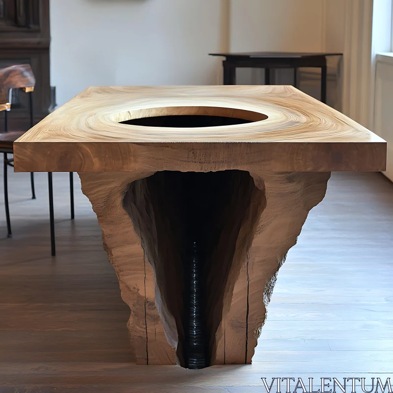 AI ART Artistic Wood Table with Central Hole