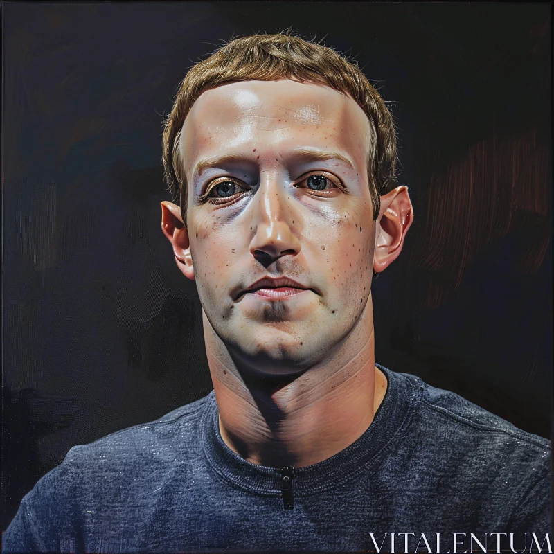 AI ART Mark Zuckerberg Dark Background Portrait