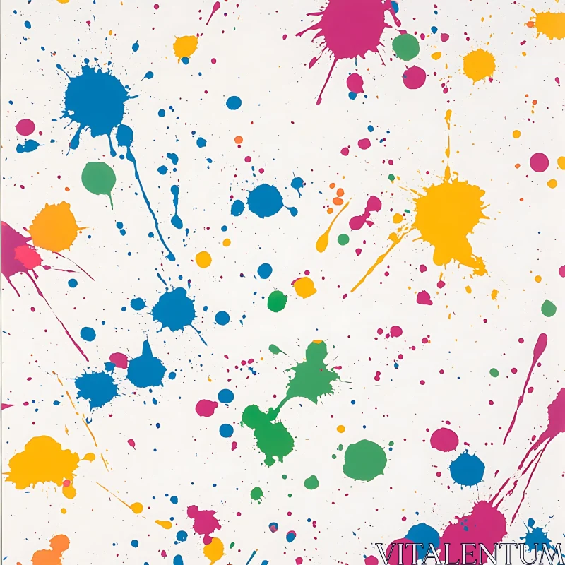 Abstract Splatter Art on White Canvas AI Image