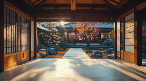 Zen Garden Through Doorway