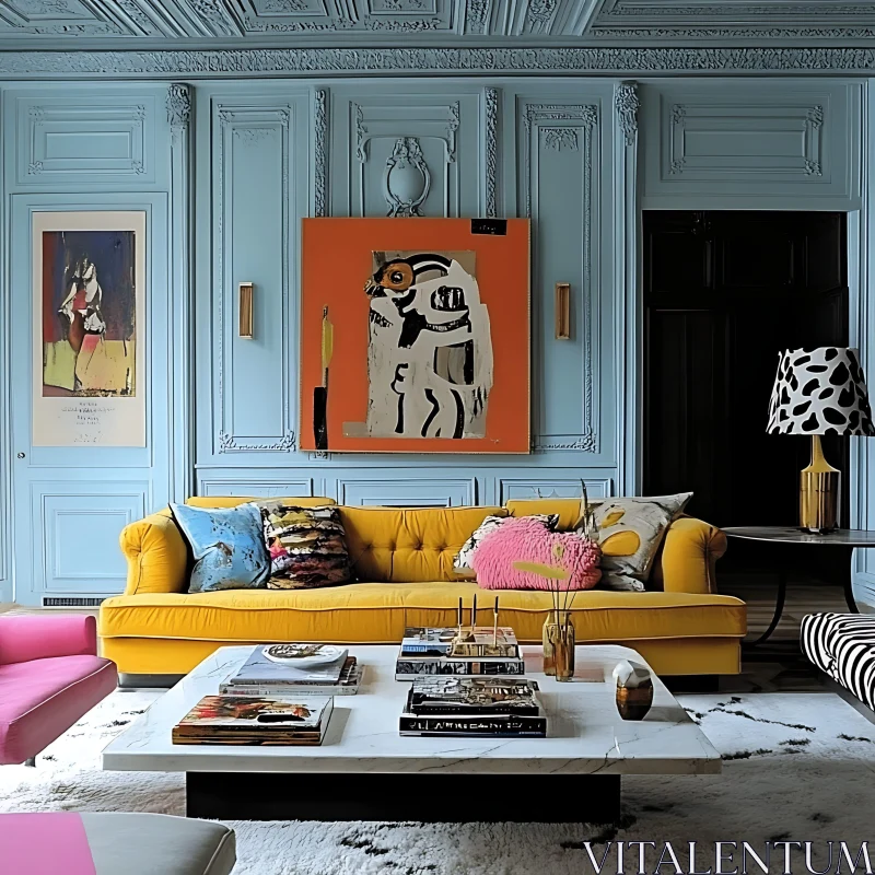 AI ART Eclectic Interior Design with Colorful Accents